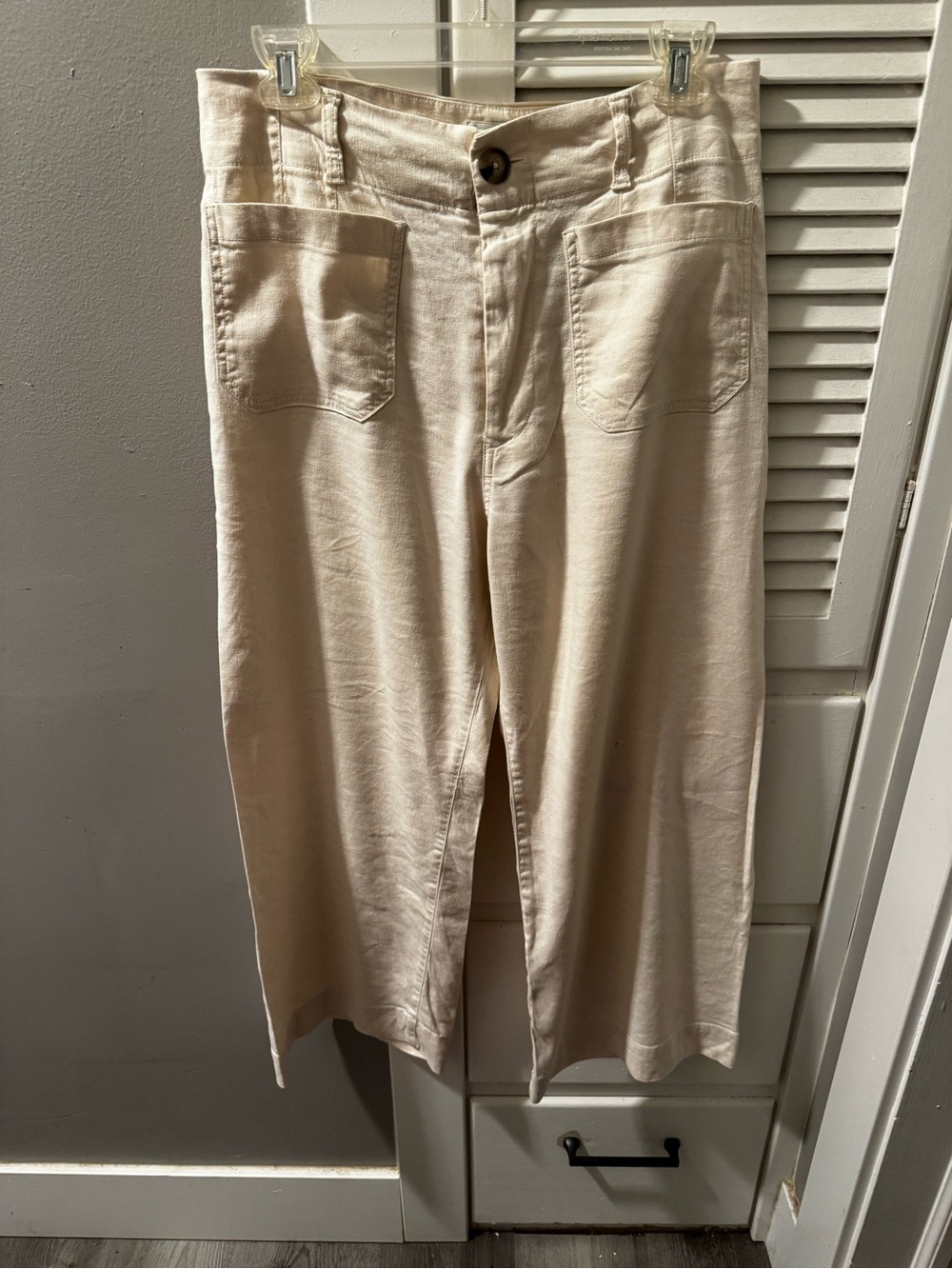 Maeve Cream Wide-Leg Chinos